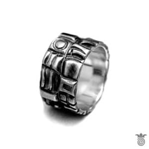 Anneau large argent homme style contemporain géométries imbriquées - HBAG_160