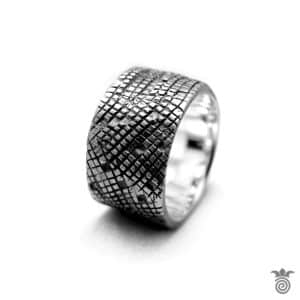 Anneau large argent 925 texture mosaique - HBAG_161