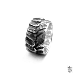 Anneau large texture organique argent - HBAG_165