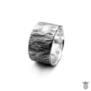 Anneau large homme à texture peau éléphant argent - HBAG_166