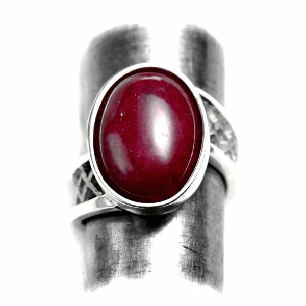 Bague Vintage Argentée Pierre Naturelle Peinte à La Main – Taille 58, Modèle 5024